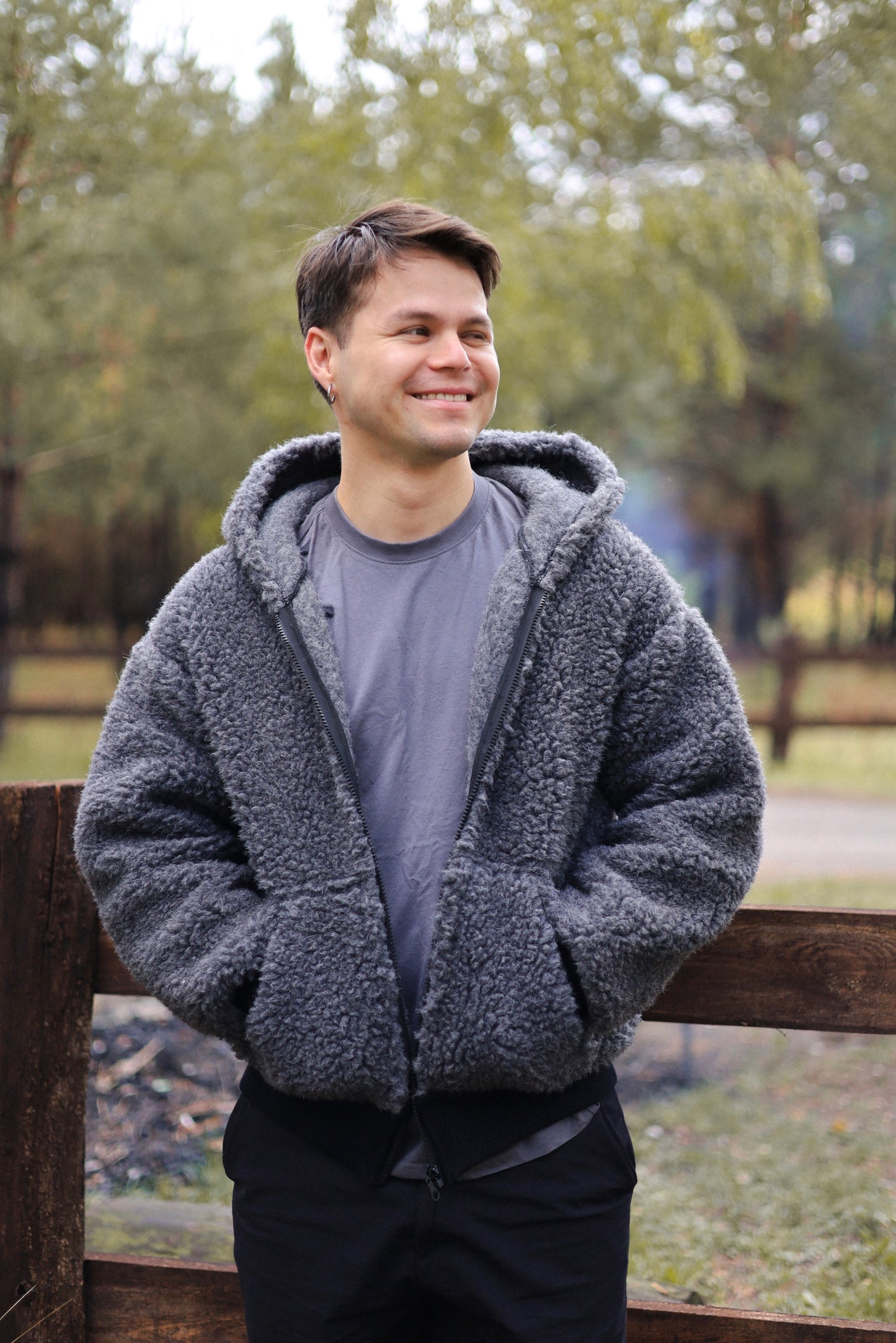 SHERPA – Men's Merino Wool Teddy Jacket – Grey