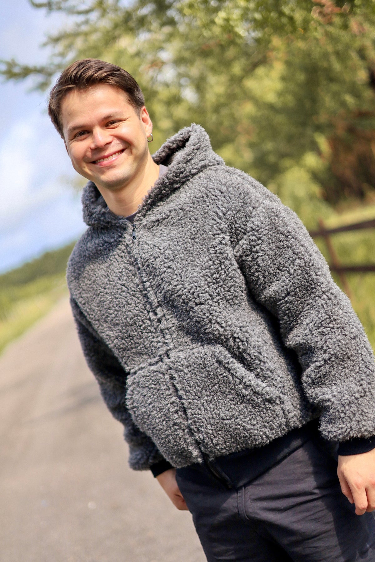 SHERPA – Men's Merino Wool Teddy Jacket – Grey