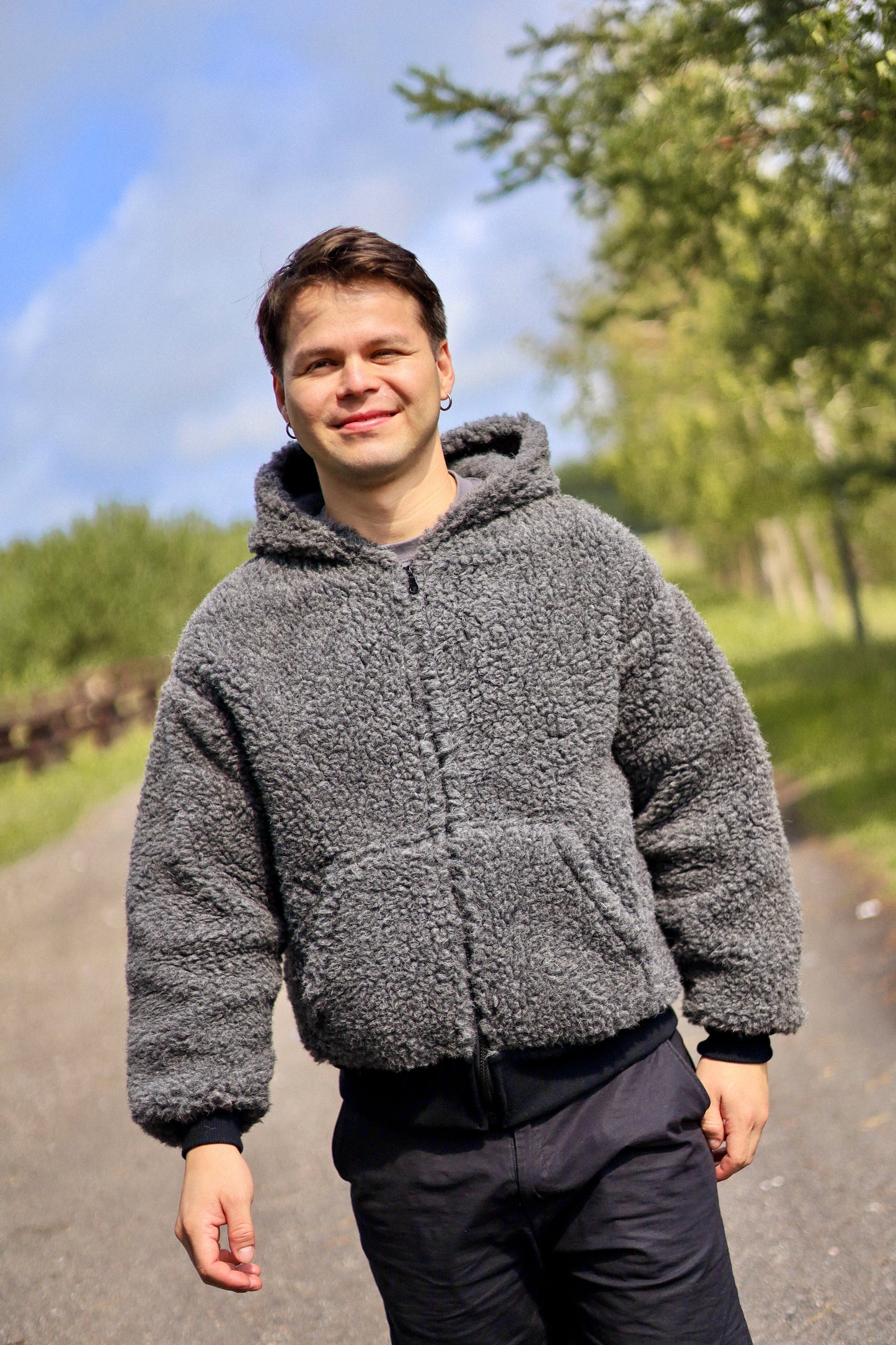 SHERPA – Men's Merino Wool Teddy Jacket – Grey