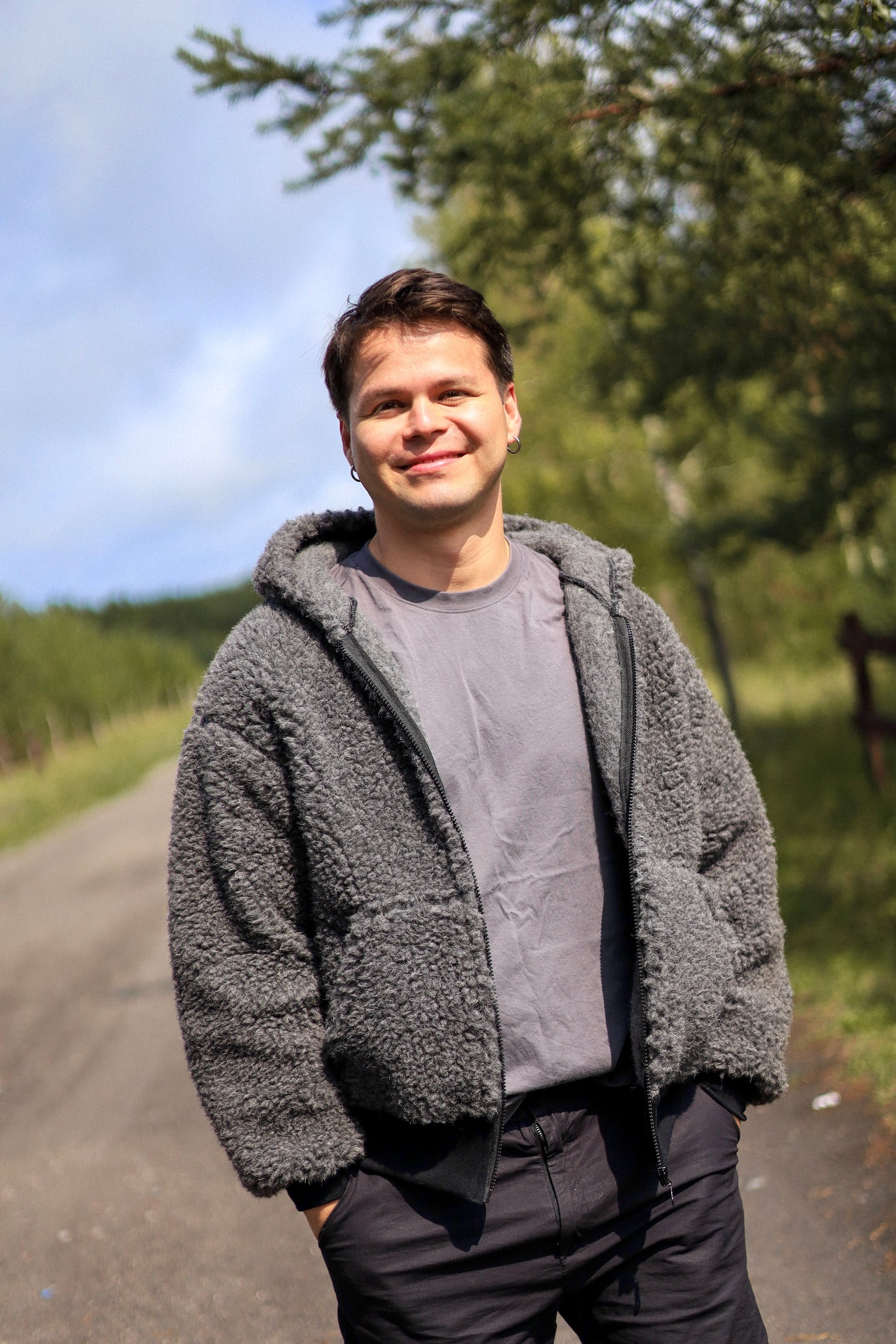 SHERPA – Men's Merino Wool Teddy Jacket – Grey