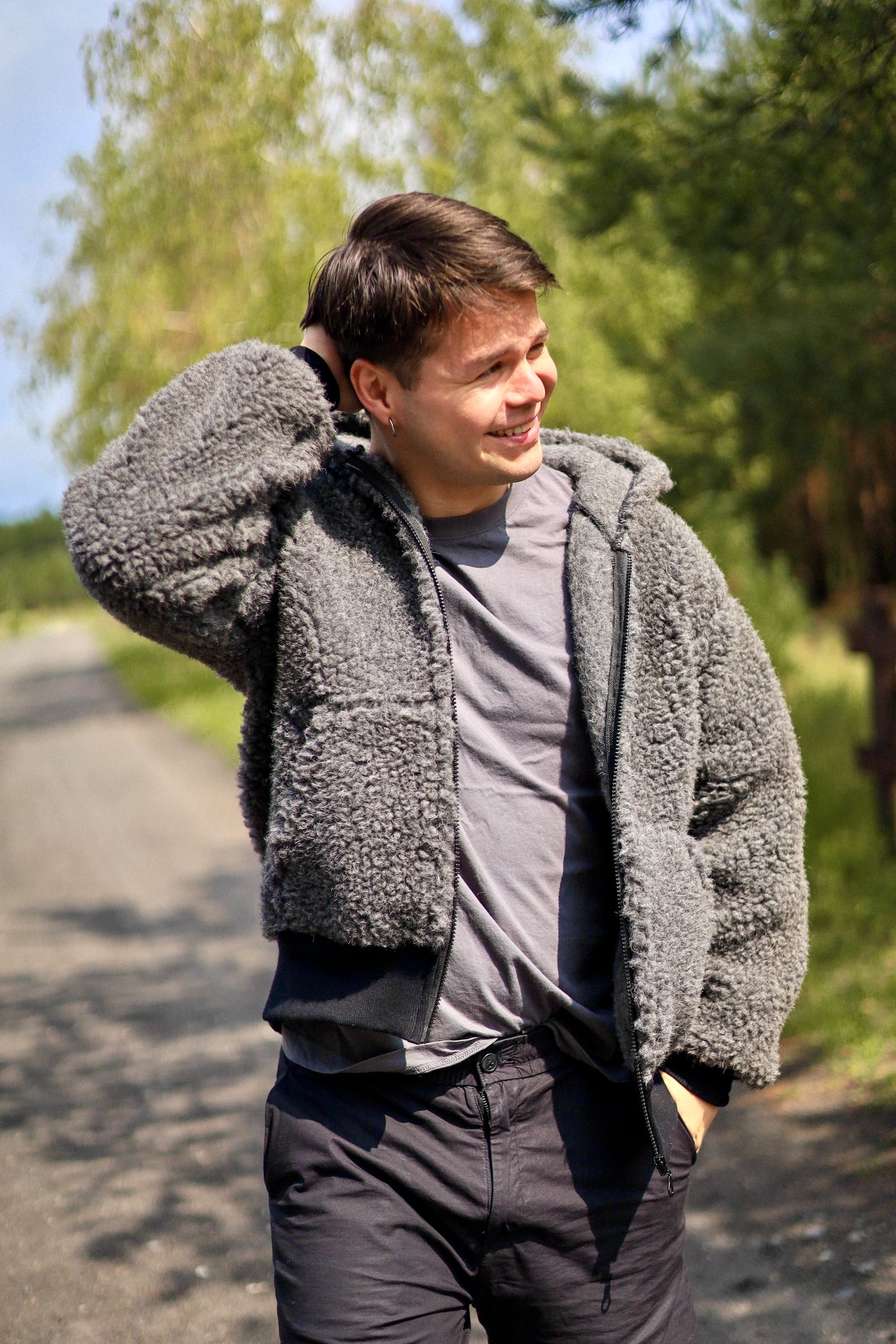 SHERPA – Men's Merino Wool Teddy Jacket – Grey
