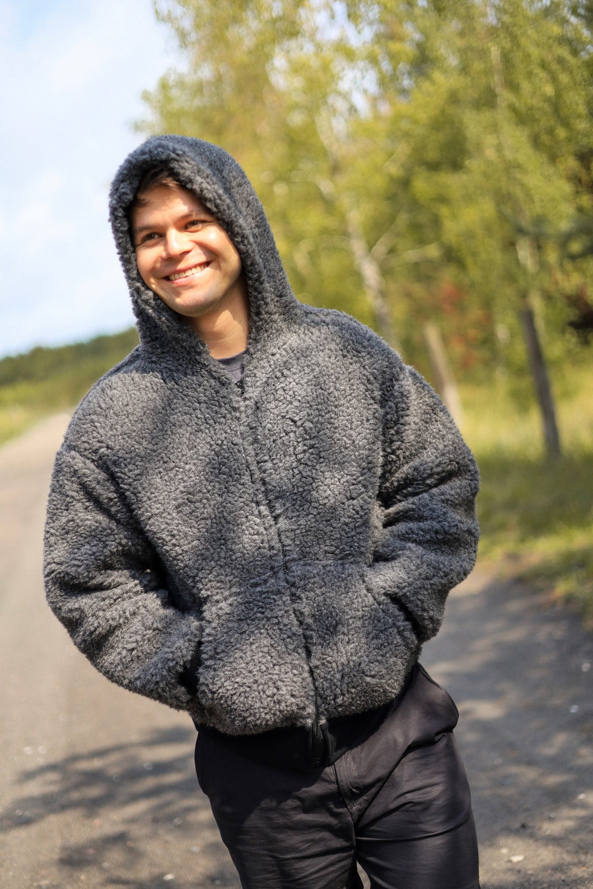 SHERPA – Men's Merino Wool Teddy Jacket – Grey