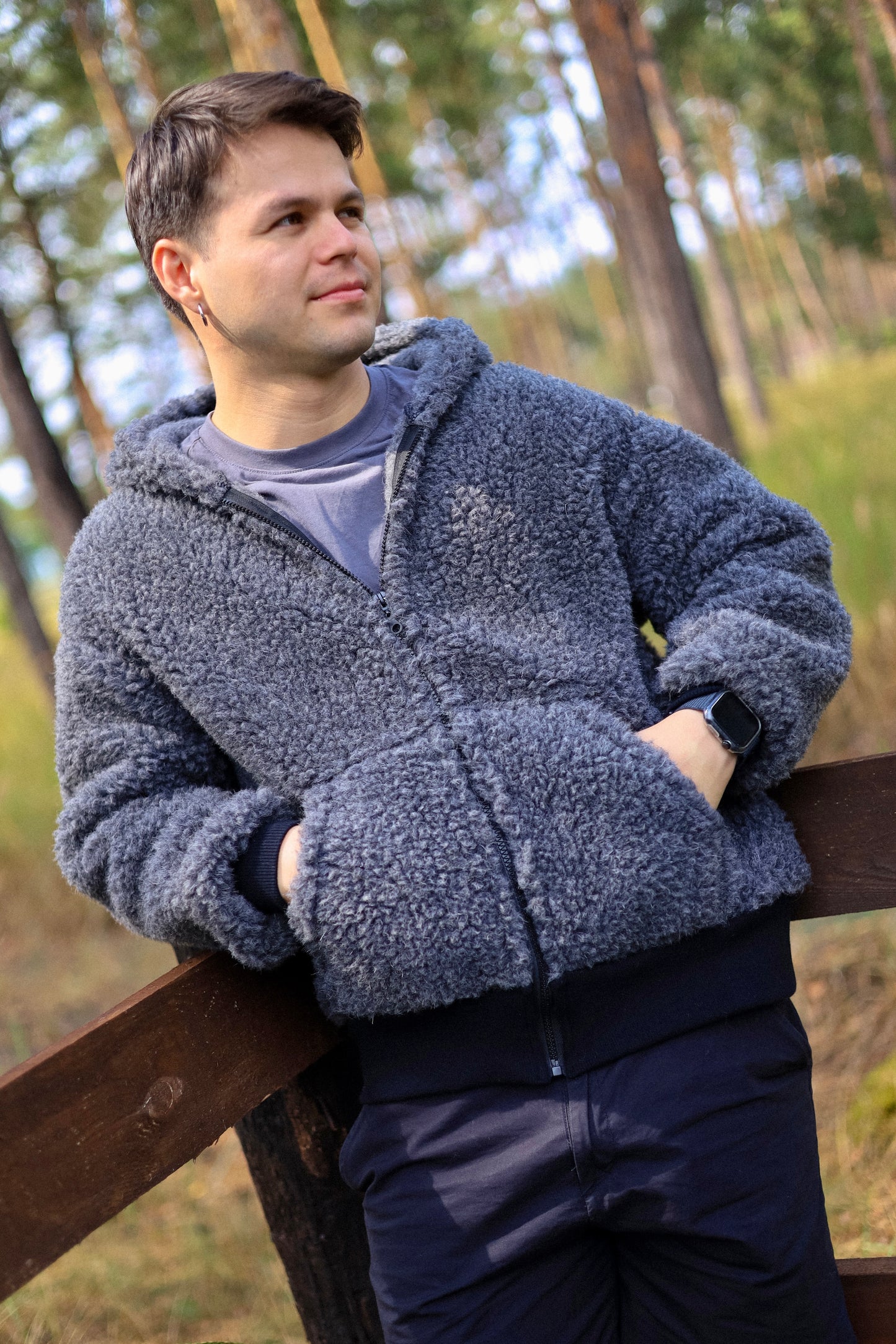SHERPA – Men's Merino Wool Teddy Jacket – Grey