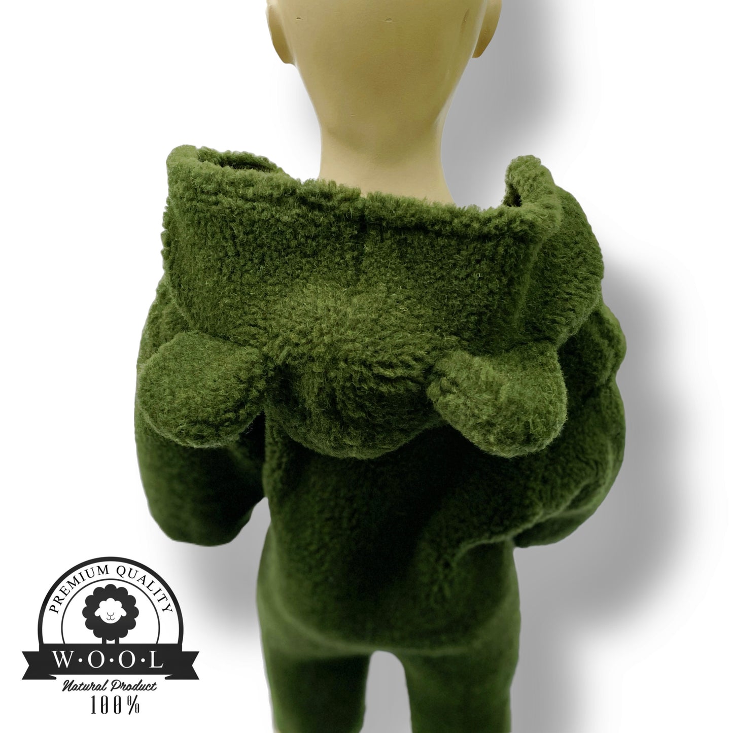 Baby Overall aus 100 % Schurwolle mit Bärenohren – Grün – Größe 74/80 | Maybell's Outlet