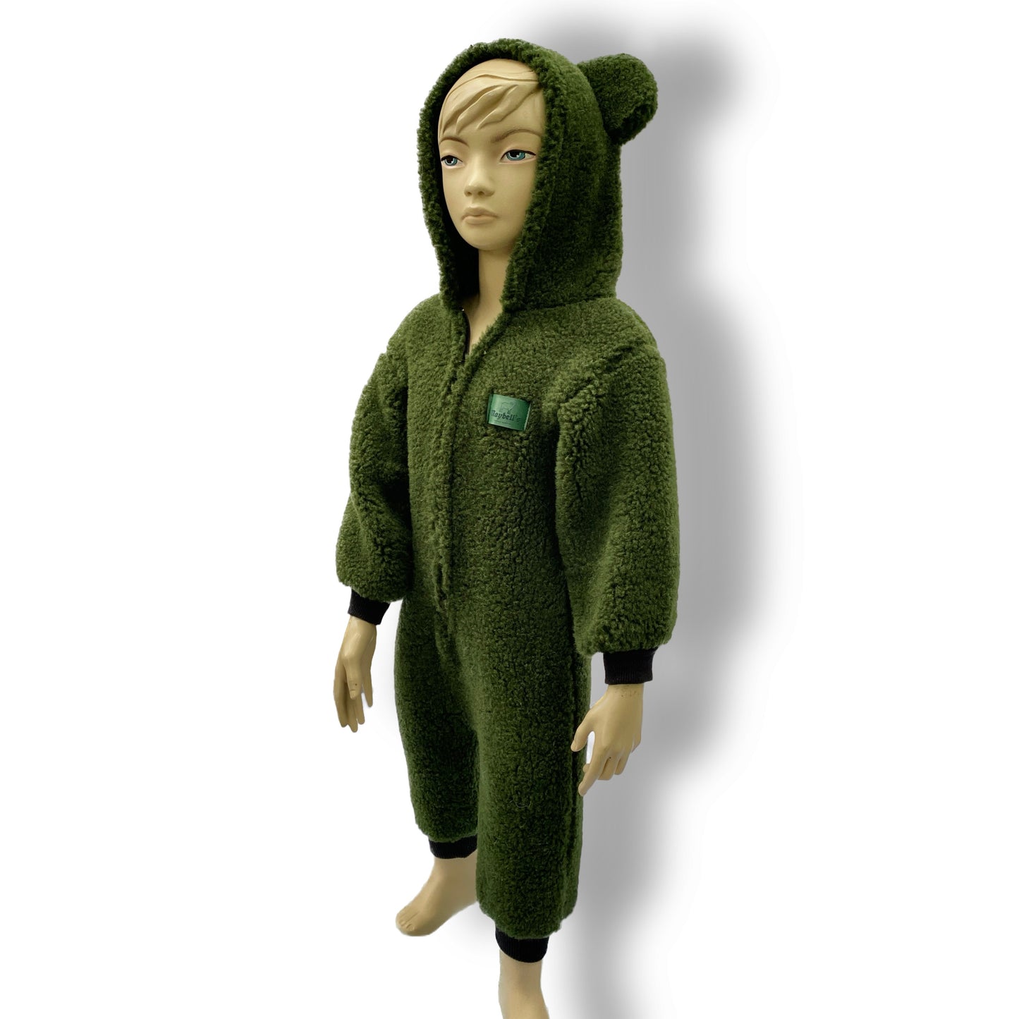 Baby Overall aus 100 % Schurwolle mit Bärenohren – Grün – Größe 74/80 | Maybell's Outlet