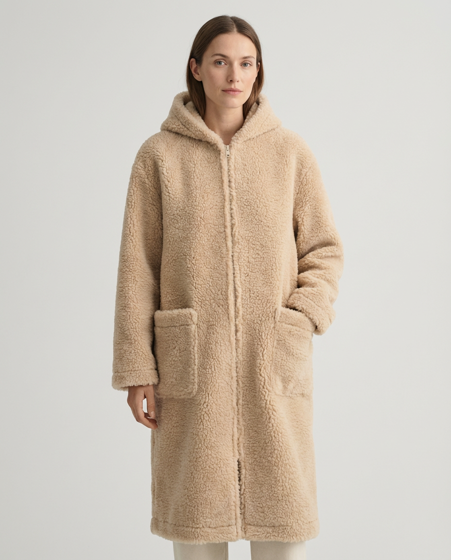Langer Merino Wollmantel – Beige