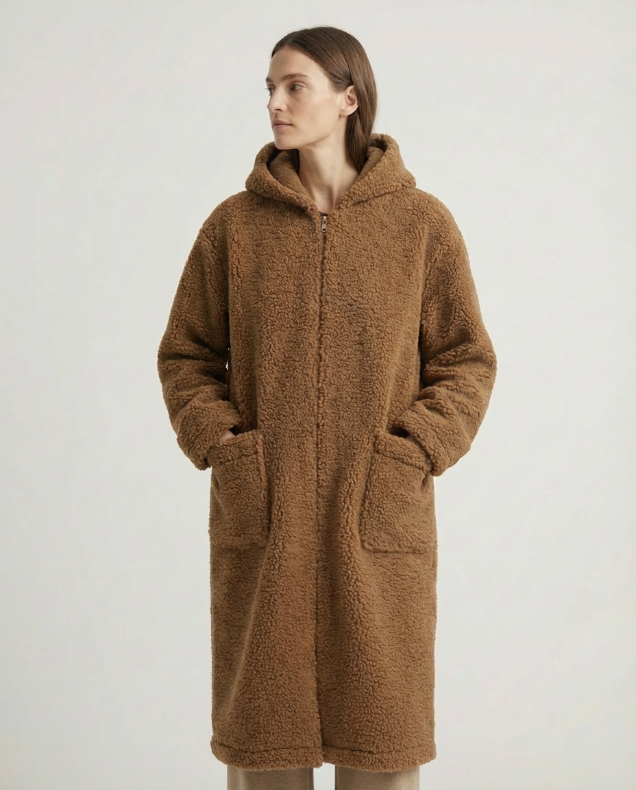 Long Wool Jacket - Brown 