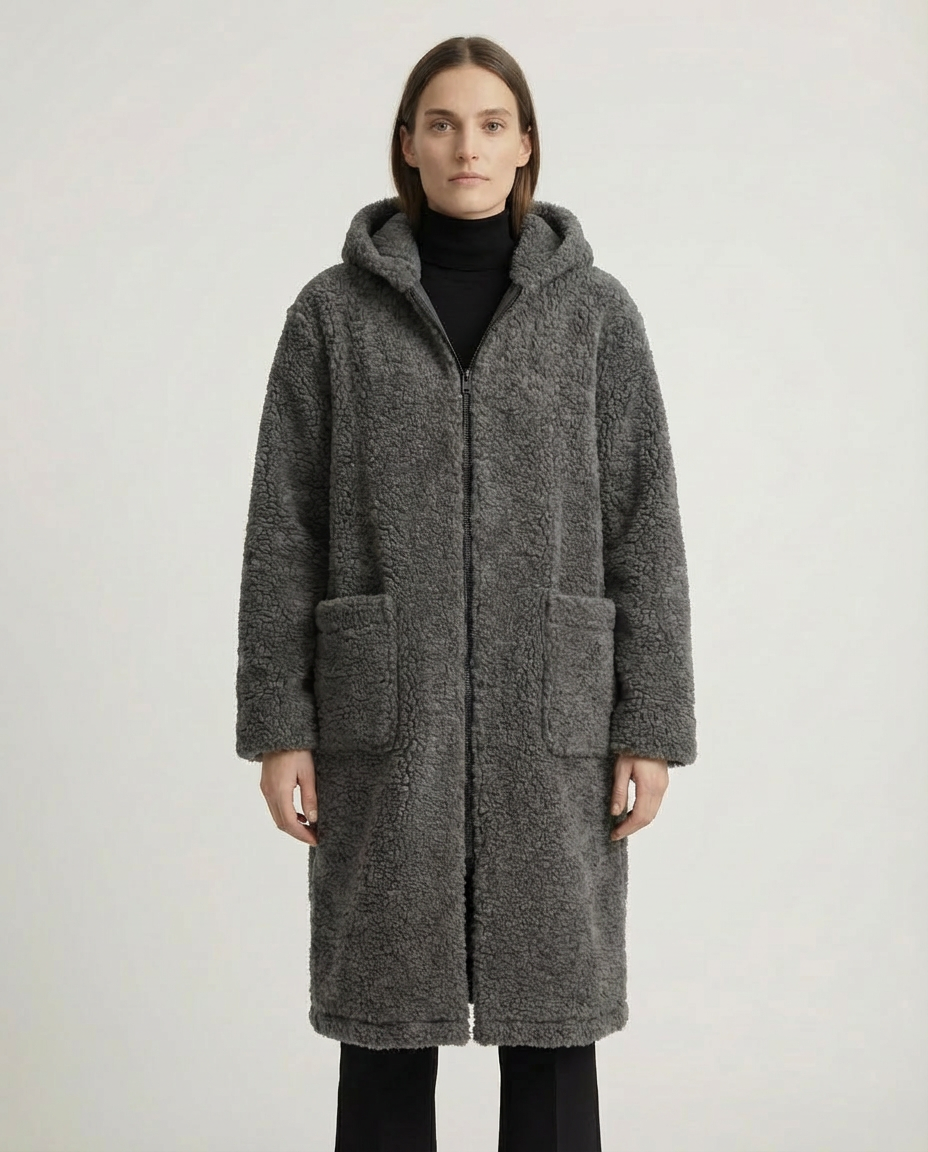 Lange Wolljacke - Grau 