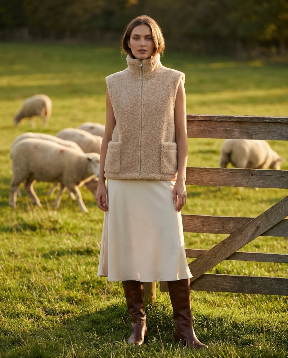 Ciepła beżowa kamizelka