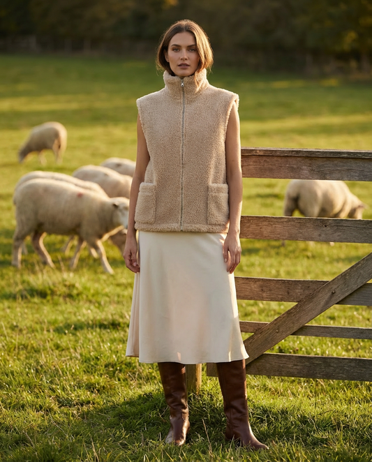 Ciepła beżowa kamizelka