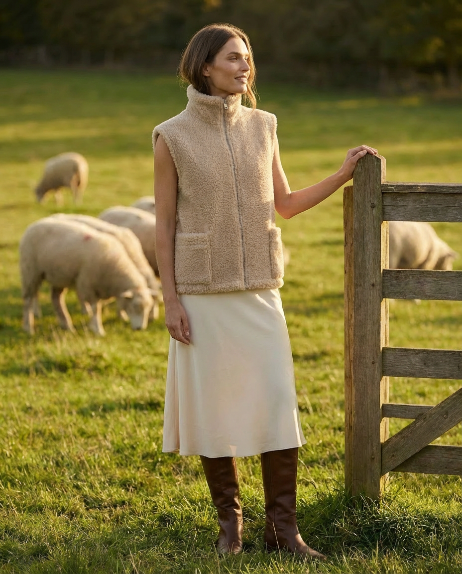 Ciepła beżowa kamizelka