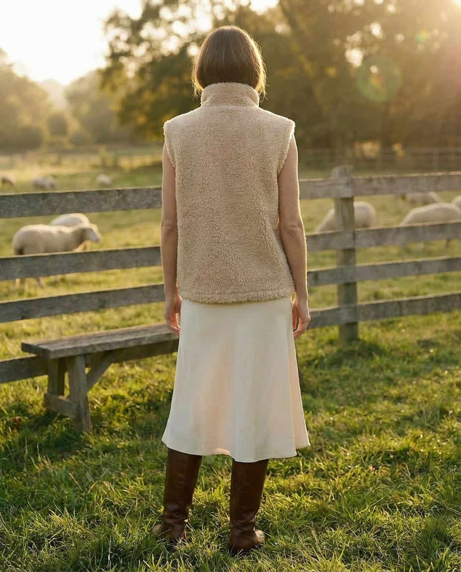 Ciepła beżowa kamizelka