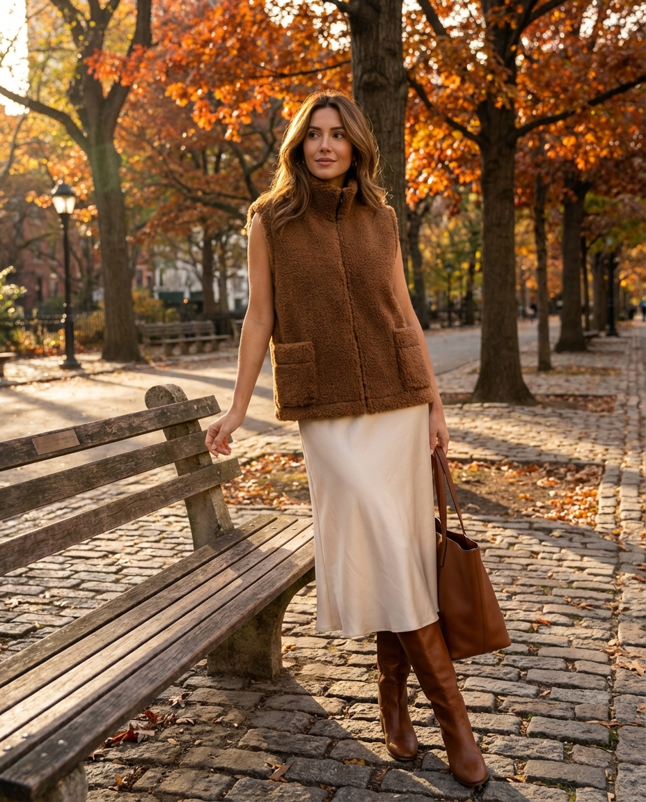 Brązowa kamizelka teddy