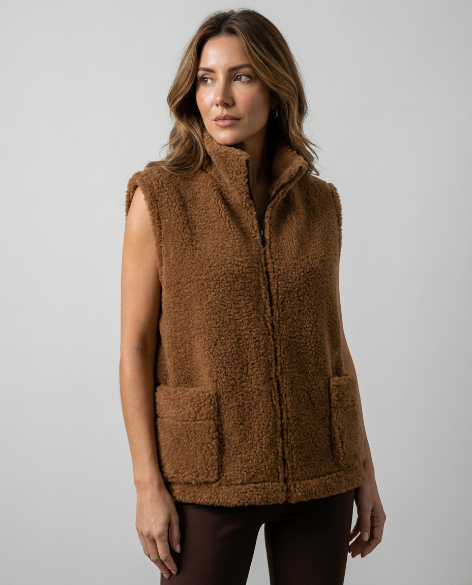 Brązowa kamizelka teddy