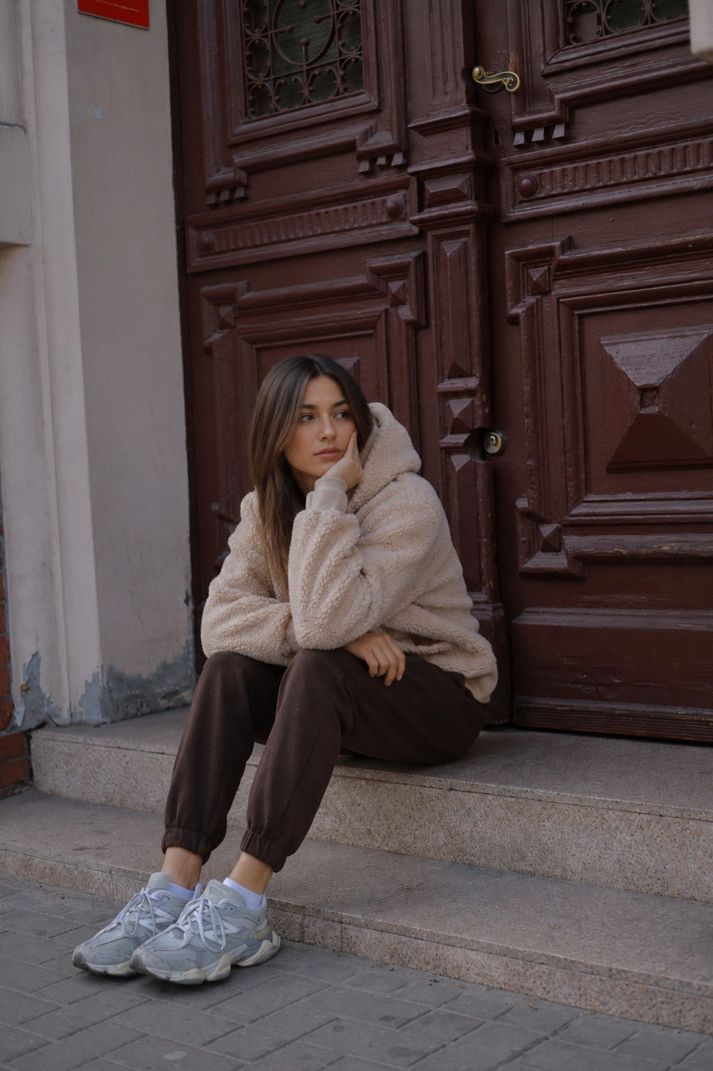 Long Wool Jacket - Brown 