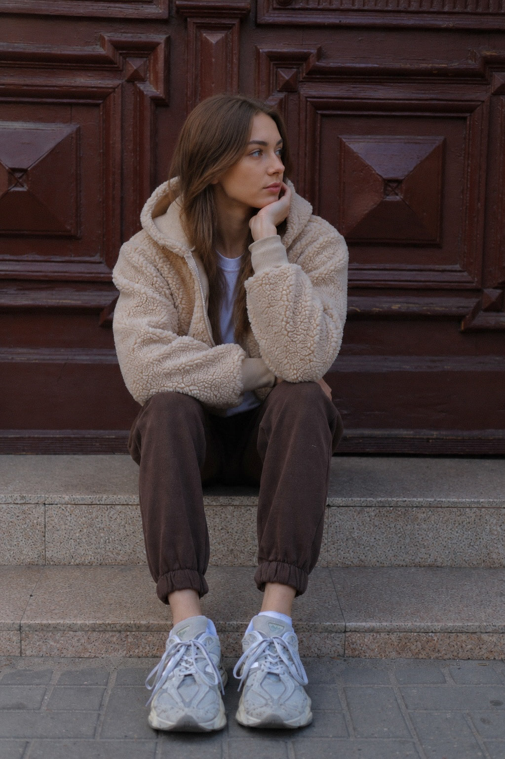 Long Wool Jacket - Brown 