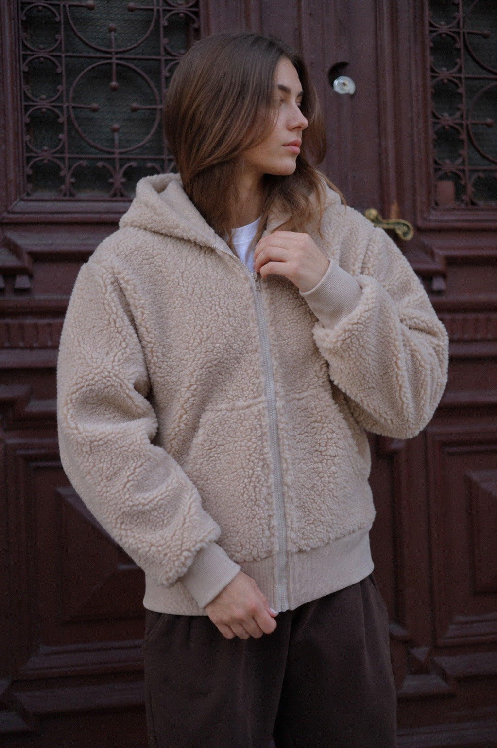 Long Wool Jacket - Brown 