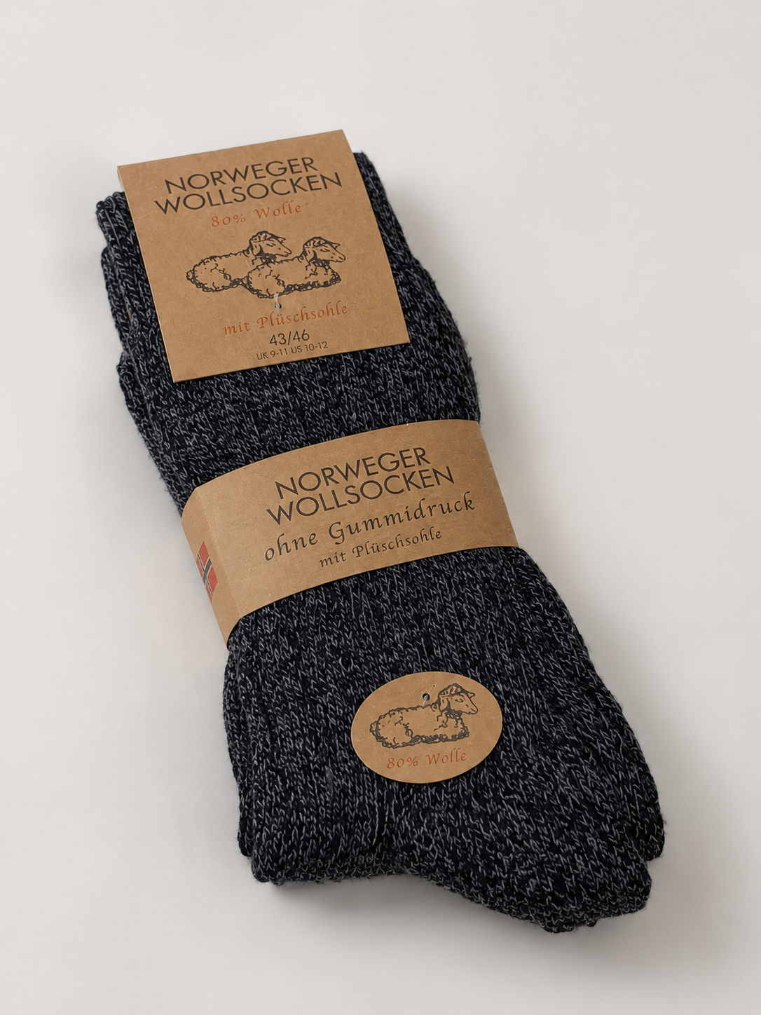 Norweger Thermosocken aus 80% Wolle  Schwarz Meliert | Warme Wollsocken für Damen & Herren im praktischen 3er-Set