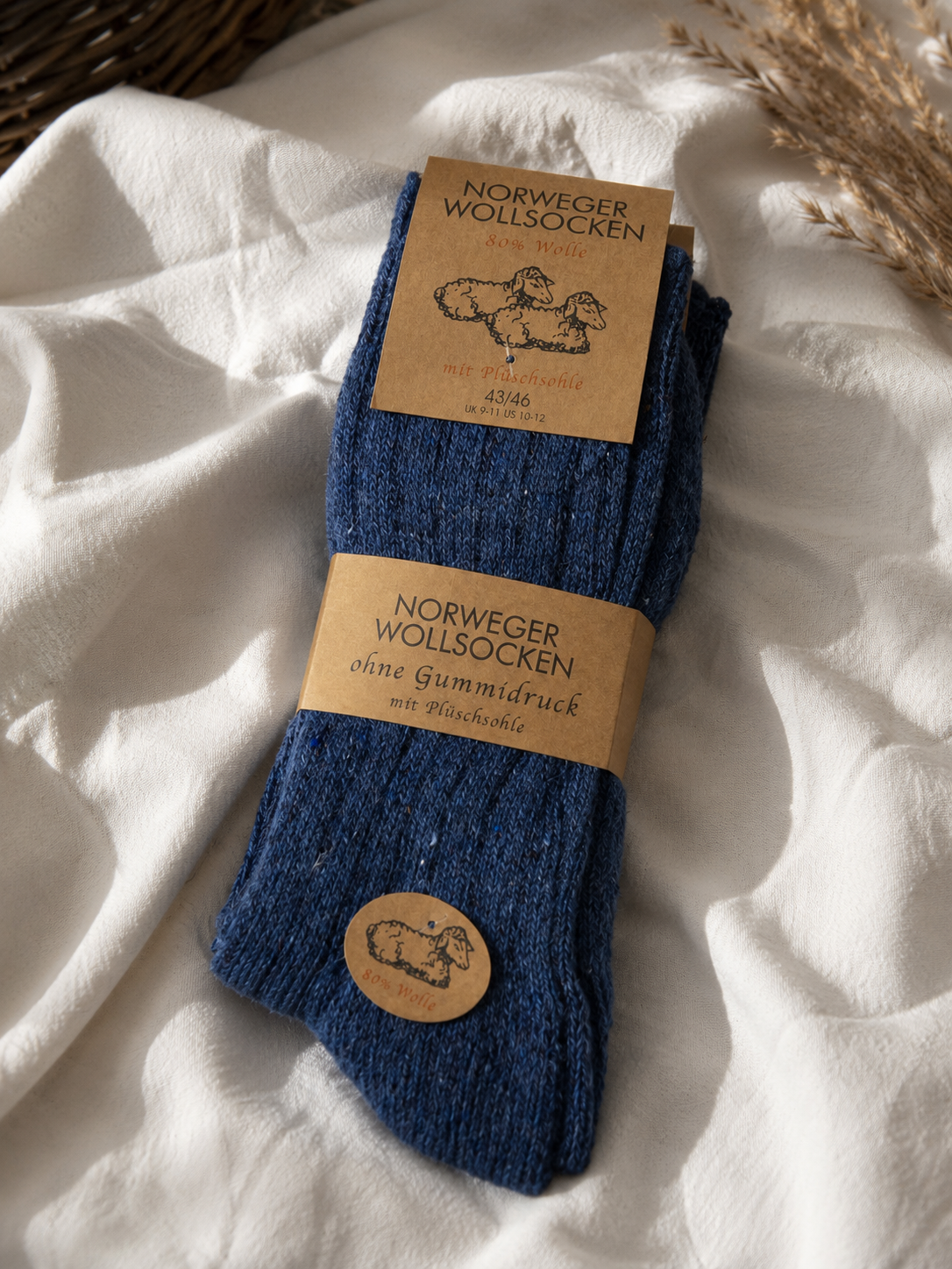 Norweger Thermosocken aus 80% Wolle Marineblau | Warme Wollsocken für Damen & Herren im praktischen 3er-Set
