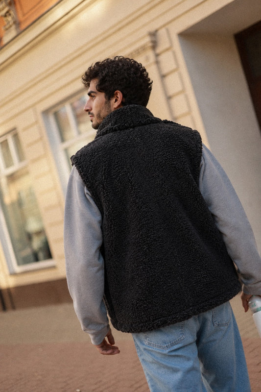 LINO – Herren Merino Wollweste Schwarz