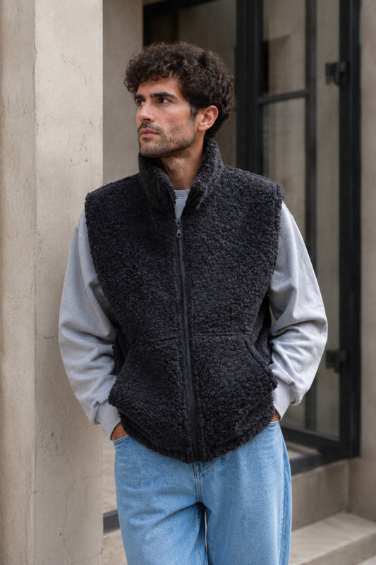 LINO – Herren Merino Wollweste Schwarz