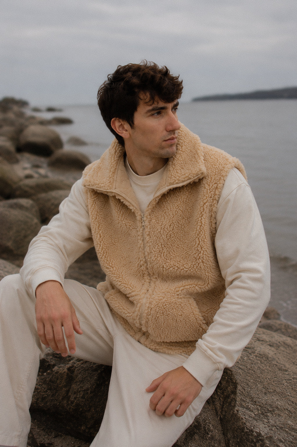 LINO – Herren Merino Wollweste Beige