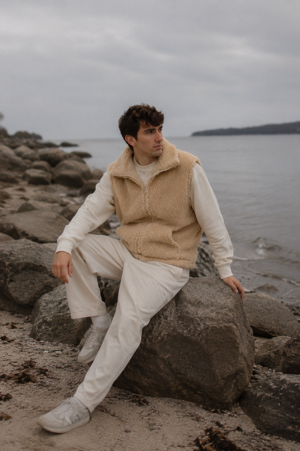 LINO – Herren Merino Wollweste Beige