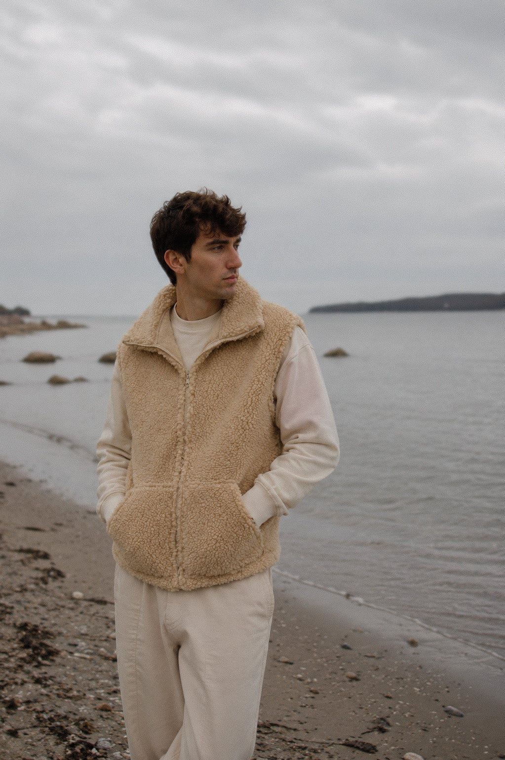 LINO – Herren Merino Wollweste Beige