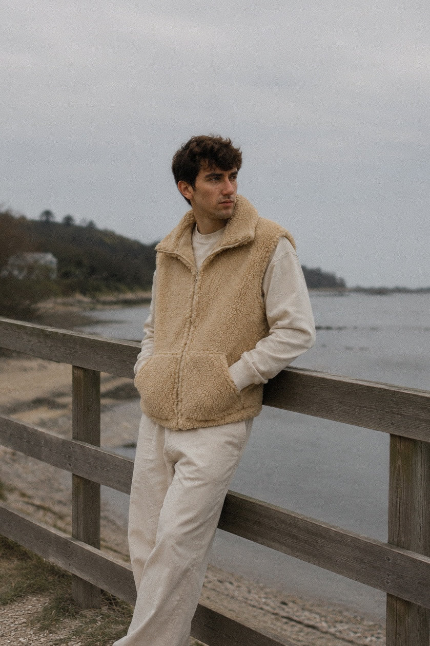 LINO – Herren Merino Wollweste Beige