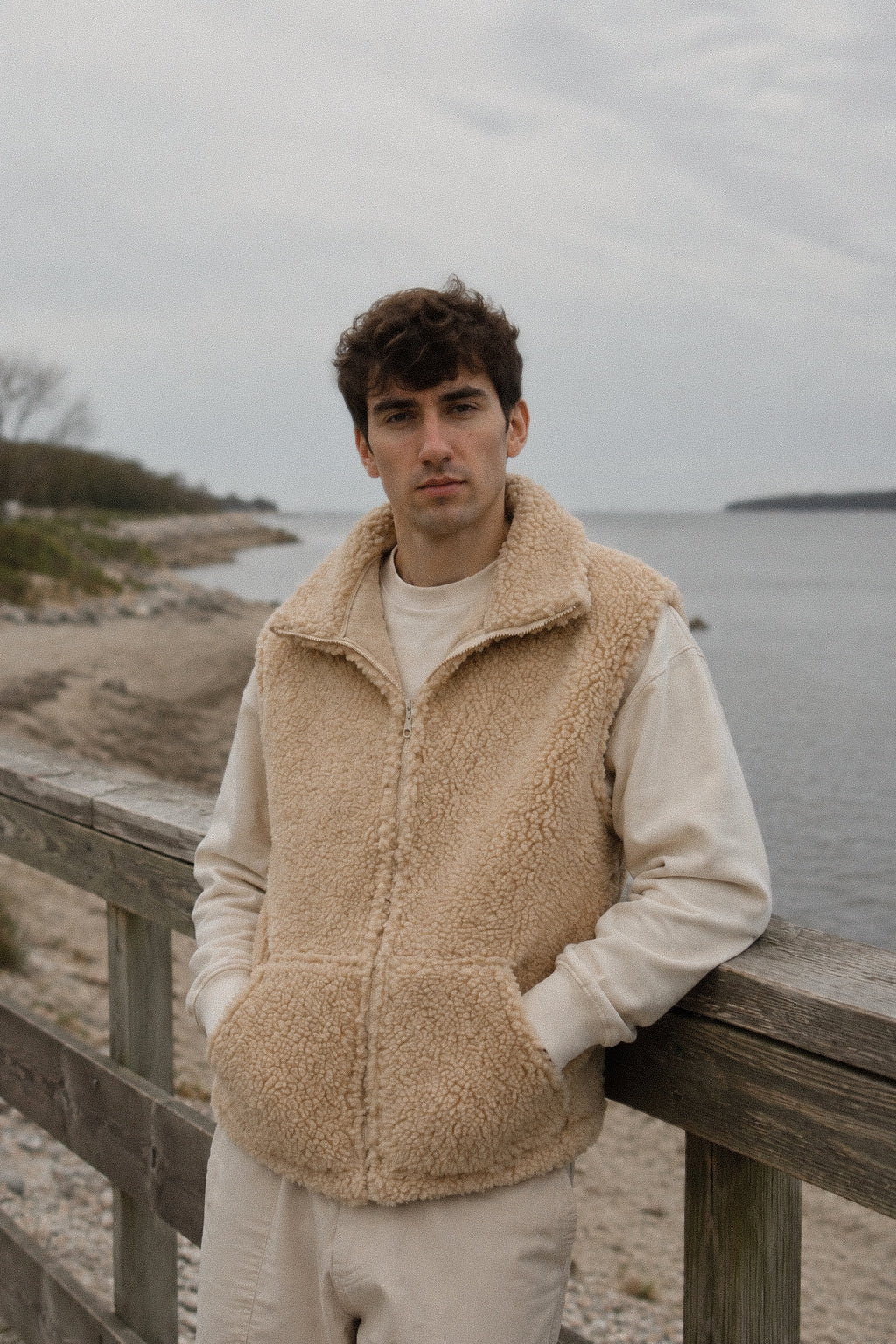 LINO – Herren Merino Wollweste Beige