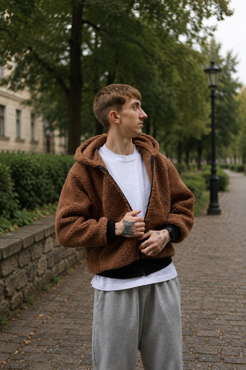 Long Wool Jacket - Brown 